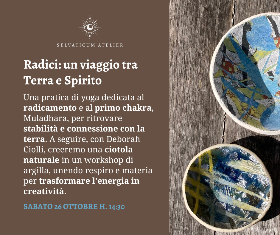 Evento con Deborah(3) flyer evento di yoga e ceramica al selvaticum atelier